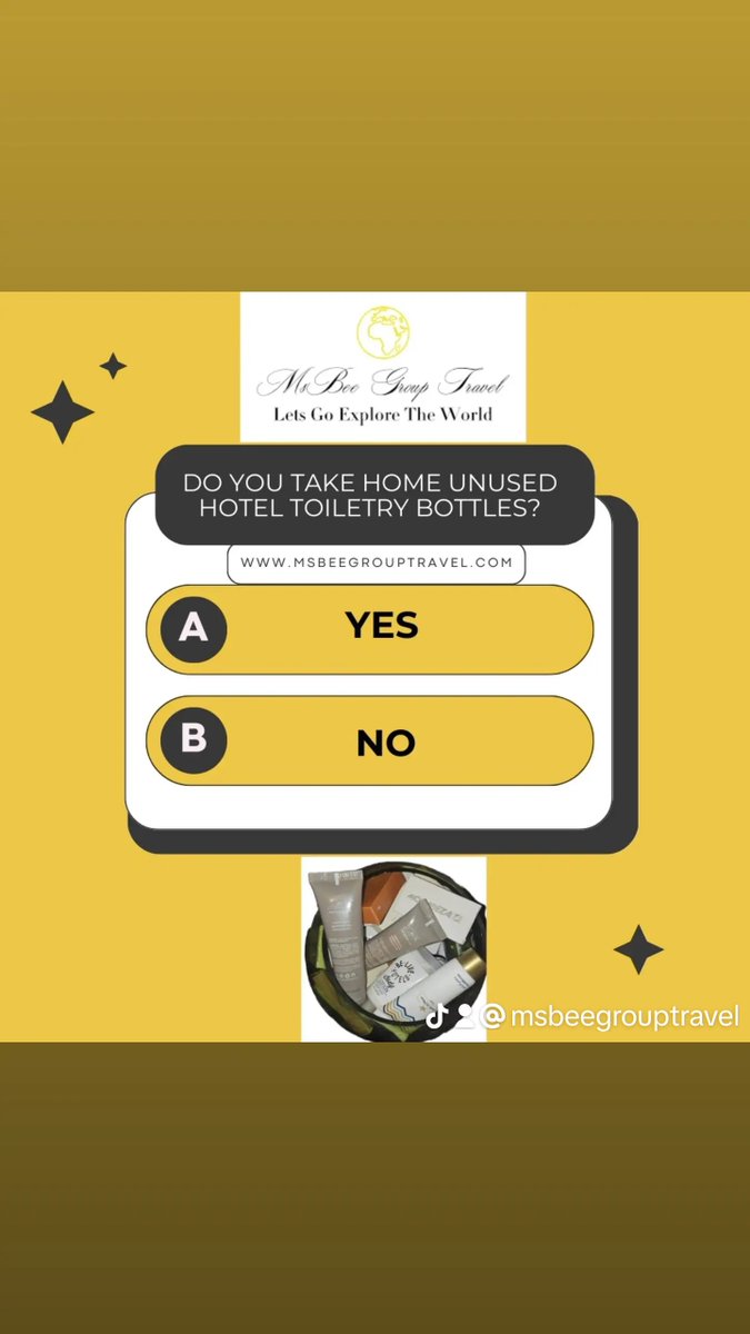 Beckychikaura's tweet photo. Do you take home unused hotel toiletry bottles/products.
#toiletry #hoteltoiletries ##hoteletiquette https://t.co/Vi985AFfED