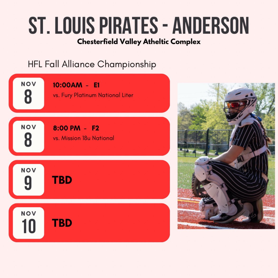 First tournament this weekend, can’t wait to be back with the Pirates!!