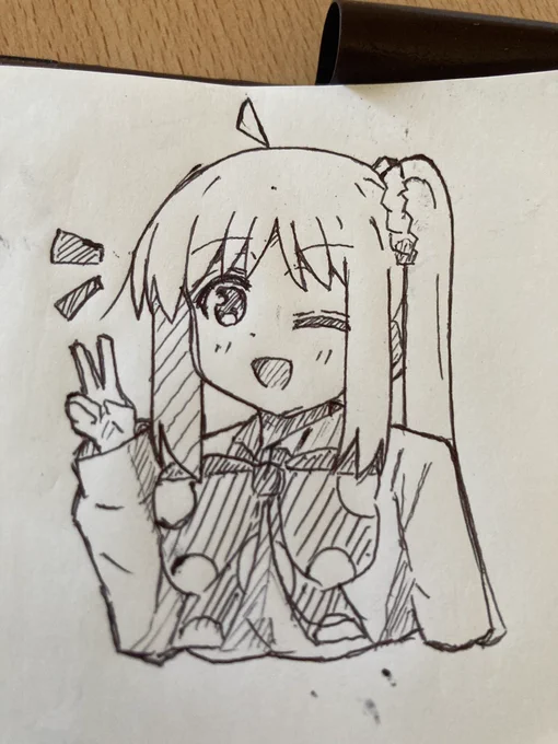 ホテルのメモに虹夏ちゃん描いといた 