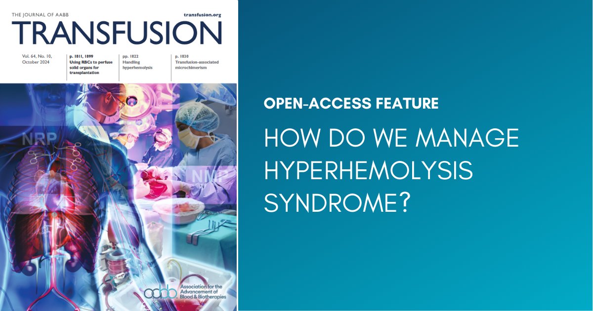 AABB (@aabb) on Twitter photo In the latest “How do I…?” feature in #Transfusion, authors from <a href="/UTSWMedCenter/">UT Southwestern Medical Center</a> describe how they manage hyperhemolysis syndrome.
Read the open-access feature: bit.ly/3AoFJzm In the latest “How do I…?” feature in #Transfusion, authors from <a href="/UTSWMedCenter/">UT Southwestern Medical Center</a> describe how they manage hyperhemolysis syndrome.
Read the open-access feature: bit.ly/3AoFJzm
