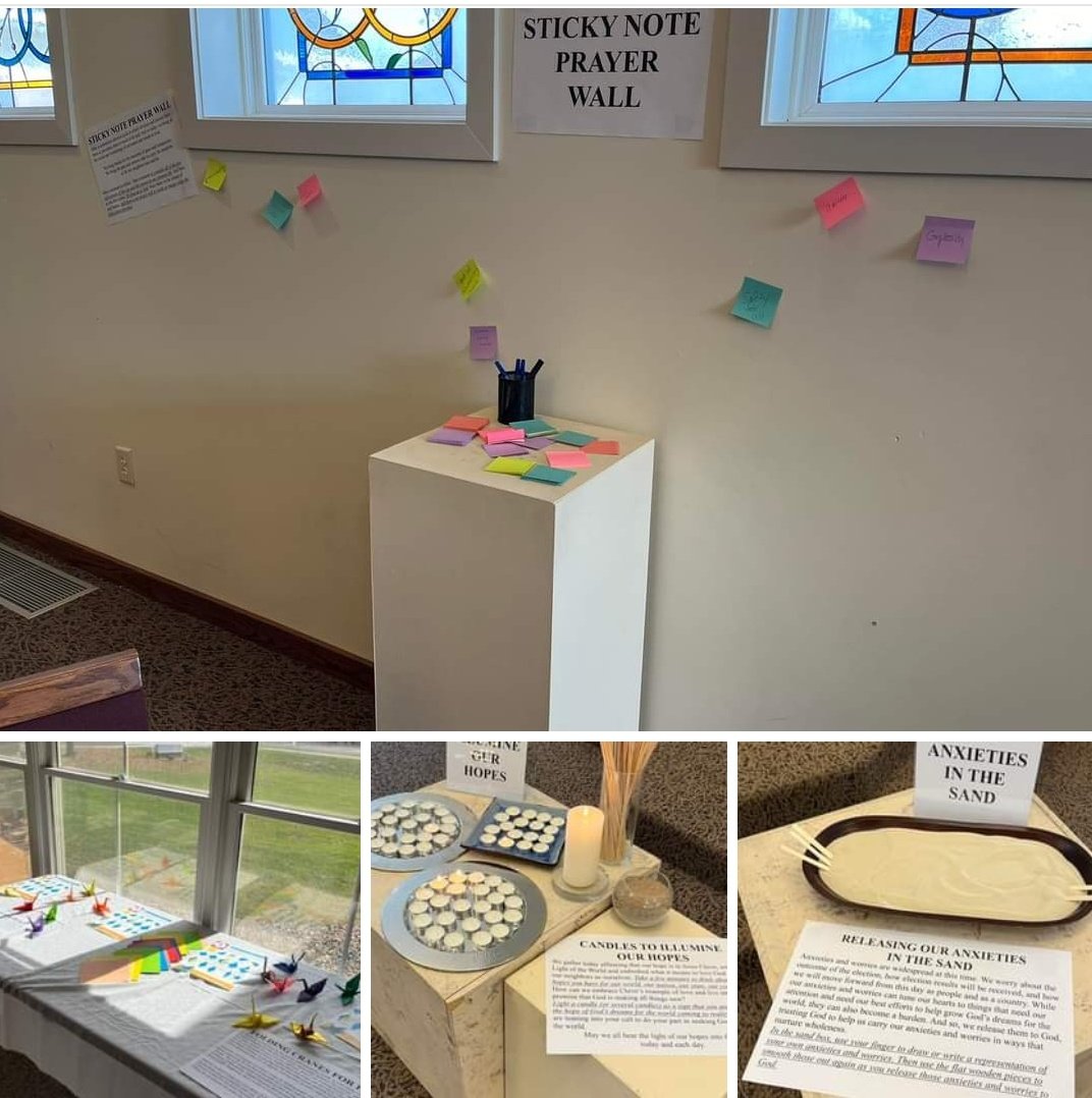pcusabingewatch's tweet photo. First Presbyterian #Hudson #Wisconsin Set up for Election Day Prayer Stations.  Available after worship Nov. 3, 2024, and Election Day, Nov. 5, 2024 8:30 am - 2:30 pm and 5-6 pm. 
#Presbyterian #pcusa #Election2024    #prayer 🙏 #ElectionDay    #prayerstations #candles https://t.co/R1hPfNlnI2