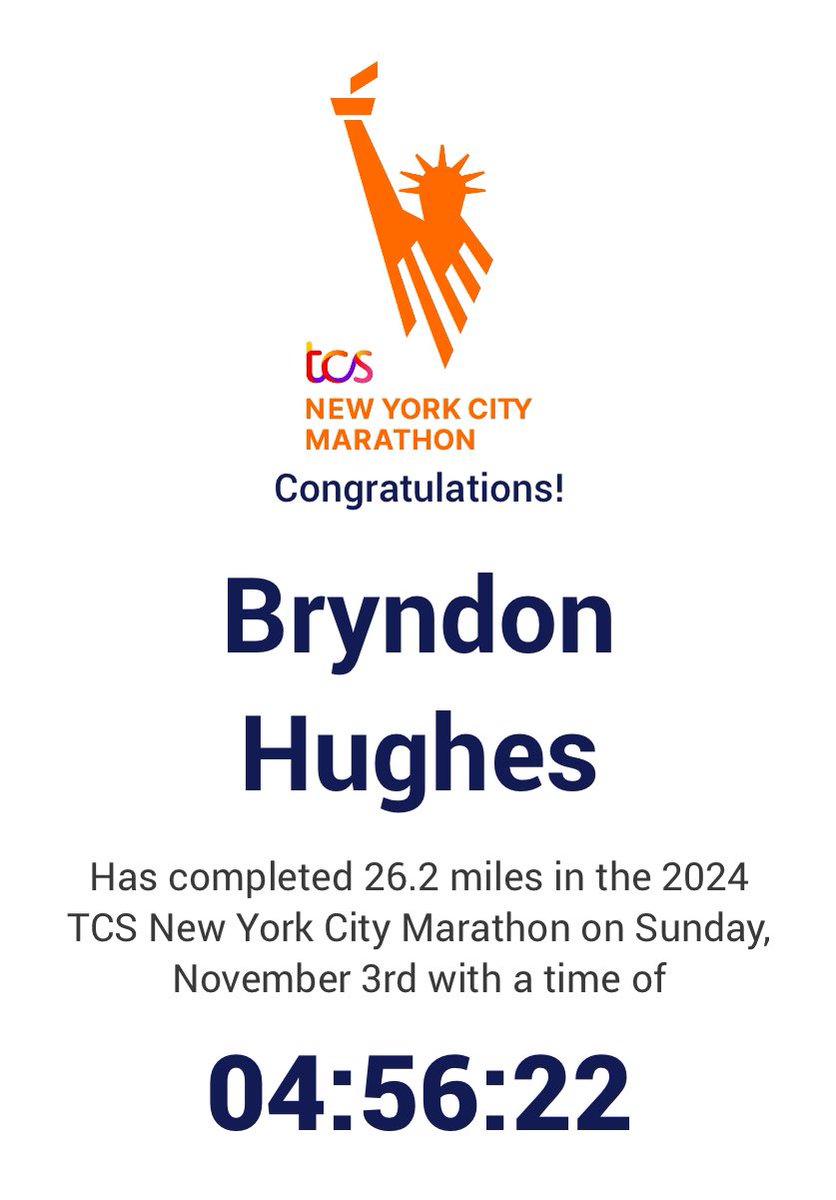 All those hill relays have paid off with a personal best and sub 5 hours.. not bad for a 61 year old!!.. <a href="/NYPDRunningClub/">Tom Biggers</a> thanks as always for the hospitality and friendship #newyorkmarathon2024 🗽🏃 <a href="/NicheRMS/">Niche Technology Inc.</a> couldn’t have done without your support