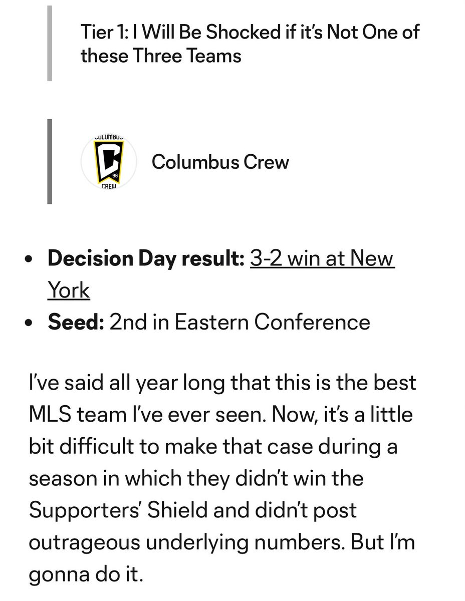 The Best MLS Team Ever Seen According To Matt Doyle is out at the first hurdle.
