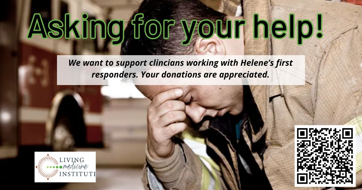 LivingMedOrg's tweet photo. Living Medicine Institute, RSS, and Concierge Medicine and Psychiatry are partnering to sponsor a two-day supportive retreat for the RSS therapists who are working with NC's first responders. .We need your donations: https://t.co/J59B4Zla07
#HeleneAftermath #FirstResponders #RSS https://t.co/Ys9sXGeLLO