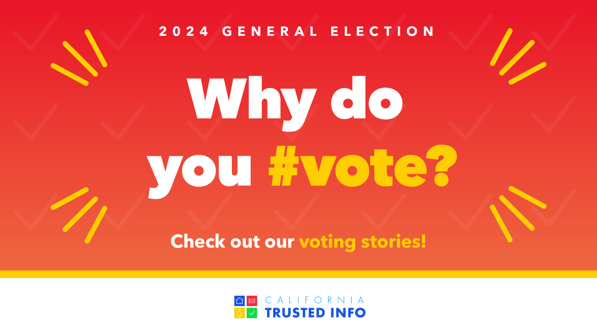 CASOSVote's tweet photo. Why do YOU #vote? Get #inspired from Californians across the state, like Johanna Nowak-Palmer, share their voting stories: https://t.co/yZjIn801K2 #CATrustedInfo2024 #VoteCalifornia #GeneralElection2024 #VoteCA #CaliforniaSOS #ShirleyNWeberPhD @NASS_org @CalCities @CSAC_Counties https://t.co/Afy0QwiOAe