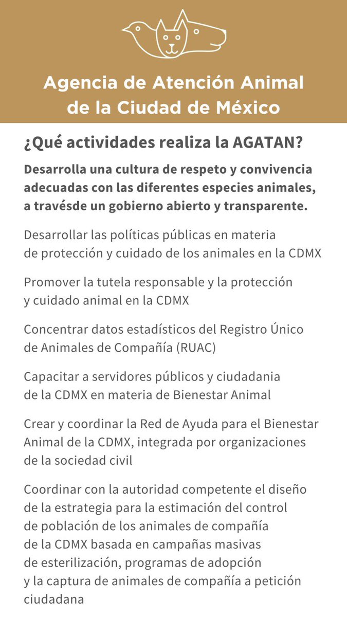 ¿Ya conoces las funciones de la Agencia de Atención Animal? <a href="/AgatanCdmx/">Agencia de Atención Animal</a>