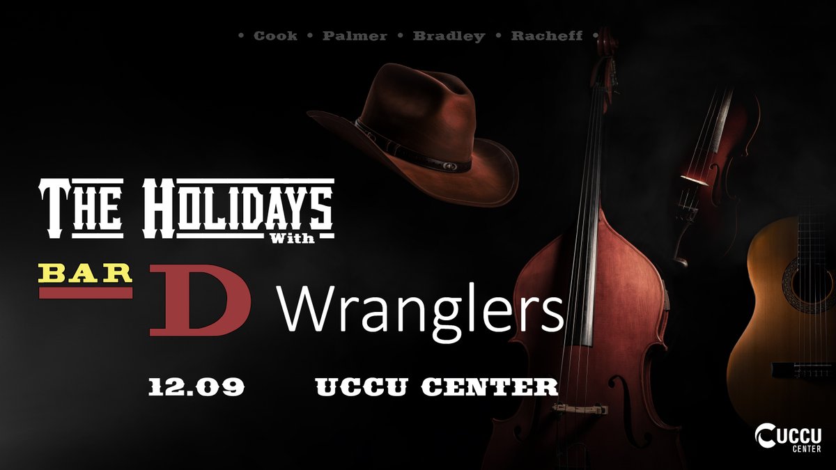 📣 Just Announced! The Bar D Wranglers are bringing Western charm to UCCU Center for a holiday concert! Join us for an unforgettable night on Dec 9 🤠

Tickets on sale now at uccucenter.com/events/bardwra…

#uccucenter #bardwranglers #oremevents