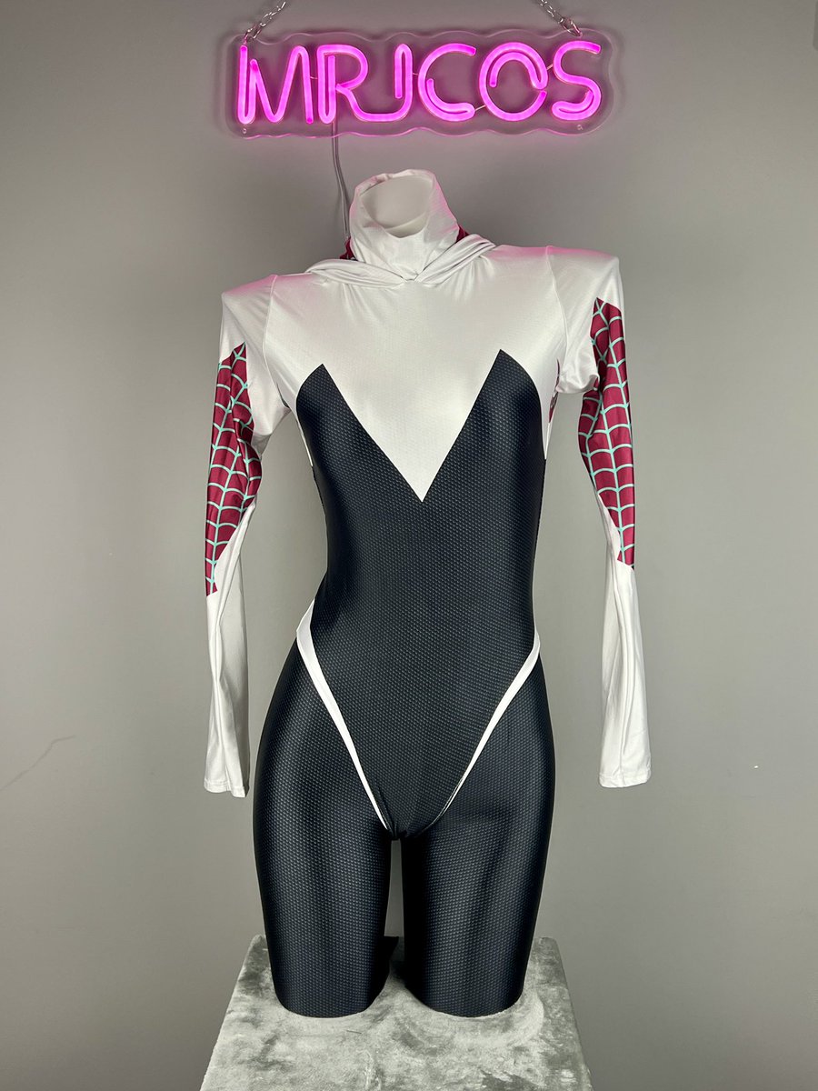 mrjcos's tweet photo. This suit is made with durable, stretchy material and comes in two pieces – a bodysuit and pants that can be worn together or separately for different looks. #SpiderWoman #CosplaySuit #MarvelCosplay #SpandexSuit #SuperheroStyle https://t.co/jsGBps5hXF