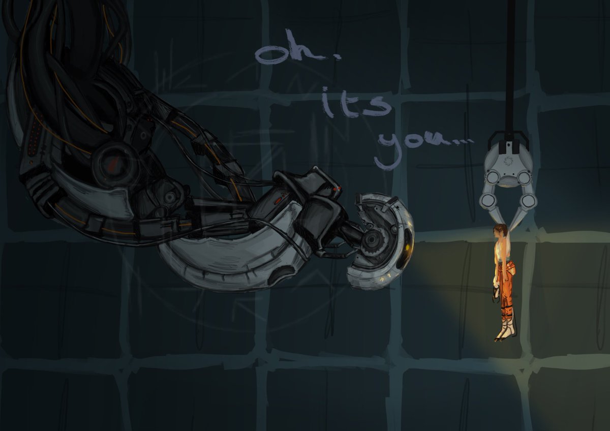 _snakesart_'s tweet photo. Oh. It’s you.. [ #Poral #GLaDOS #fanart ] https://t.co/o2Fw1veQhQ