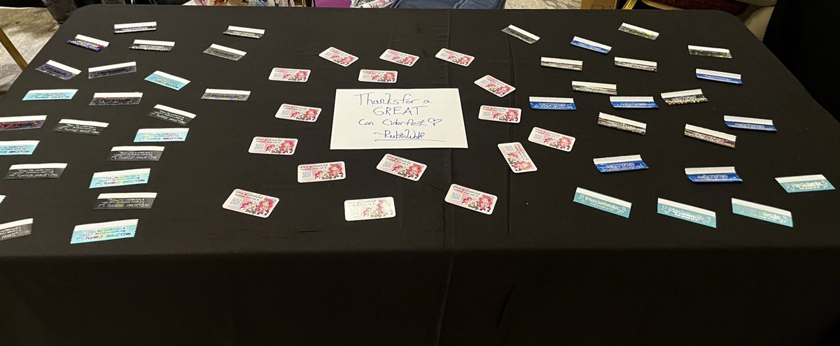 rubiowolf's tweet photo. Thank you everypony at @PonyCiderfest for the amazing weekend! I wish I had more plushies done but I’m very happy with what I had nonetheless 🦄 feel free to snag a badge ribbon from Booth #28 in the vendor hall! #PVCF #PVCF2024 #PVCF24 https://t.co/r8XoJegnZr