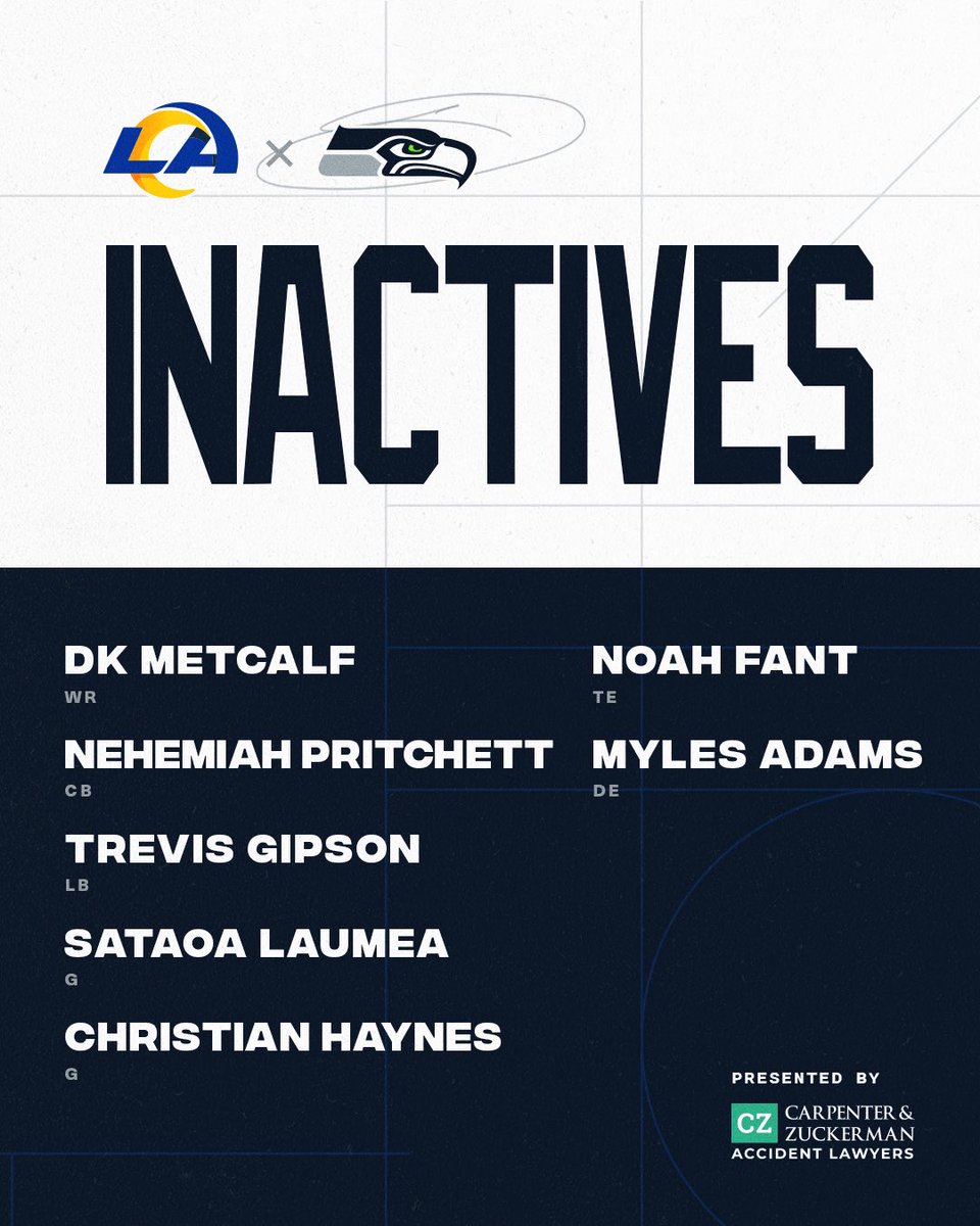 seahawksPR's tweet photo. Today’s @Seahawks inactives: https://t.co/otlmK9aeVd
