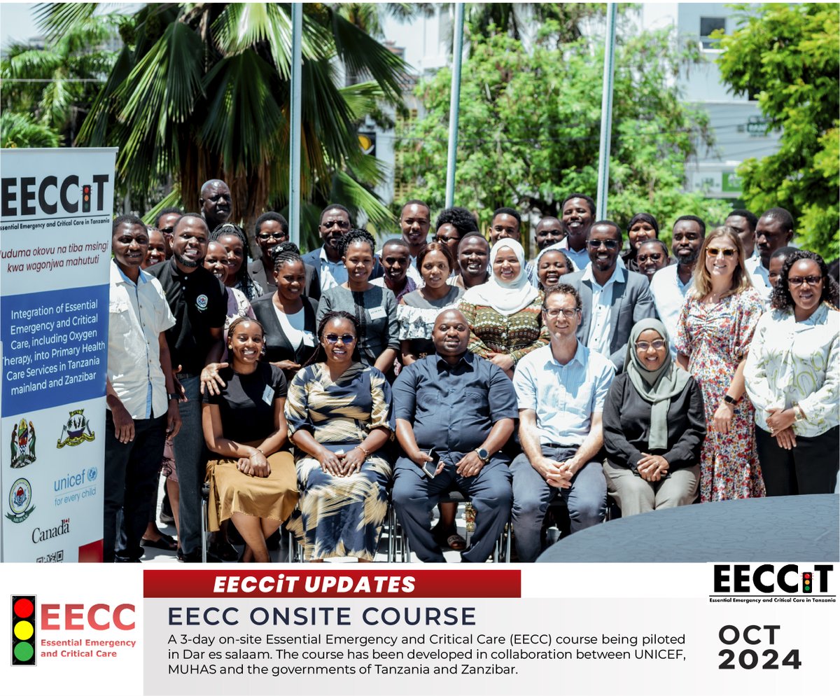 The 3-day on-site Essential Emergency and Critical Care (EECC) course was piloted in Dar es salaam. Developed through collaboration between UNICEF, MUHAS and the governments of Tanzania and Zanzibar, the course aimed to improve the quality of EECC.
#eeccnetwork