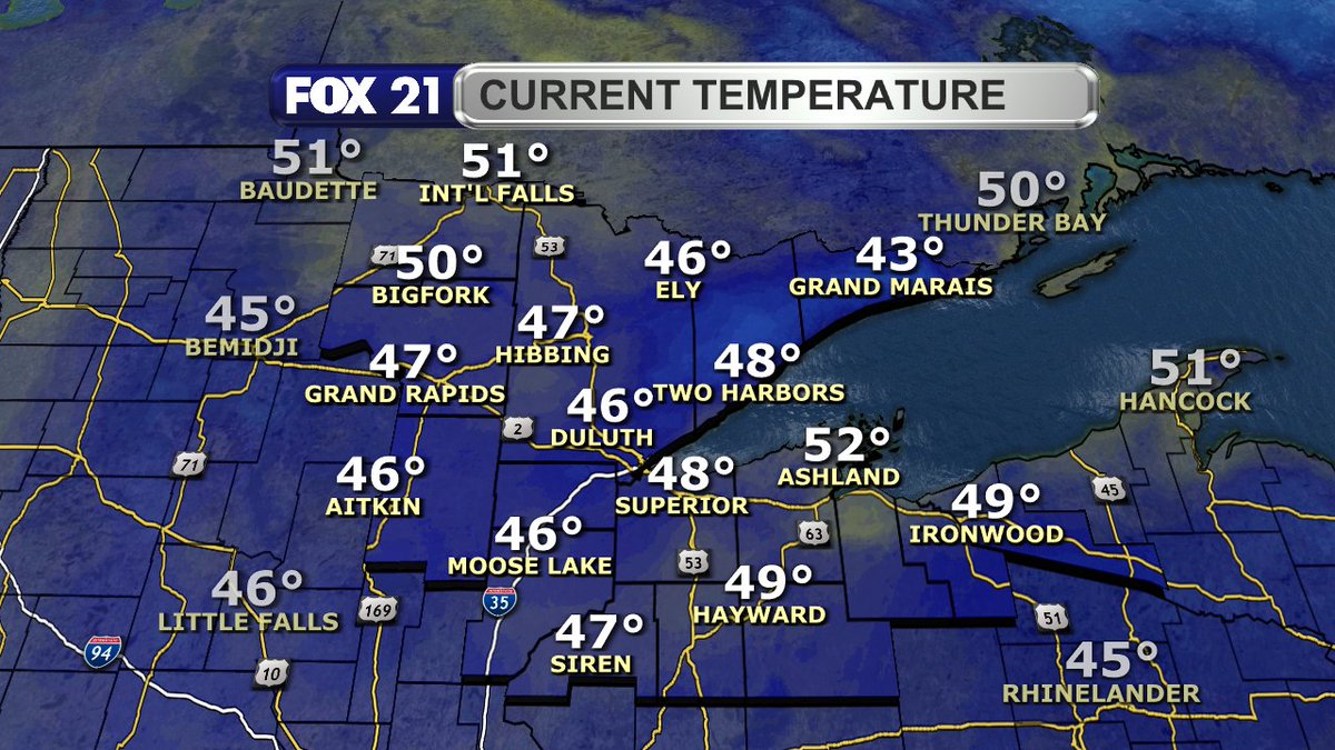 RustyMehlberg's tweet photo. Happy Sunday afternoon Northland!

It's a cloudy day with showers ready to return to the region.  The chances will persist tonight, Monday, and Tuesday.

It will all be rain as temperatures remain in the 40s. https://t.co/bCsN5LFyaS