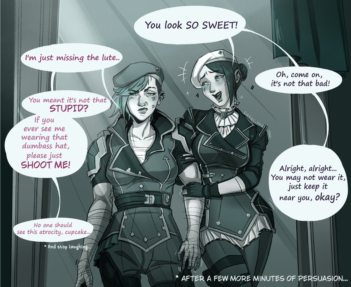 I can't stop thinking about how she agrees to wear everything, but she doesn't have a damn beret

#arcane #arcanesseason2  #caitvi #Vi #caitlynkiramman #caitlyn #LeagueOfLegends