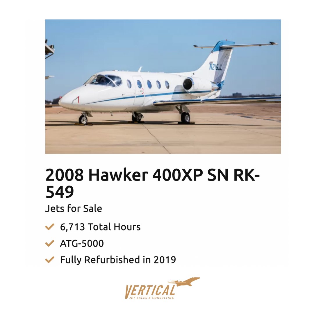 VerticalJS's tweet image. Fully refurbished in 2019, stunning light beige suede headliner and all the features that will keep you safe and comfortable on your upcoming flights. Is this 2008 Hawker the one? Discover more on our inventory page:
verticaljetsales.com/portfolio-item… 

#ClassicJet #Learjet45 #JetForSale