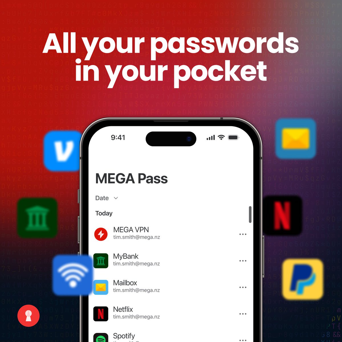MEGAprivacy's tweet image. Meet your new go-to app for secure and convenient password management. Available now with all Pro plans or as a stand alone subscription. Get started with your 14-day free trial! #MEGAPass #movetoMEGA hubs.li/Q02WyVZl0