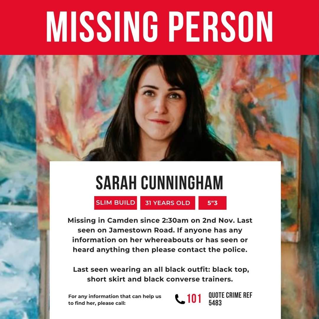Sarah is missing, please share! Last seen in Camden.