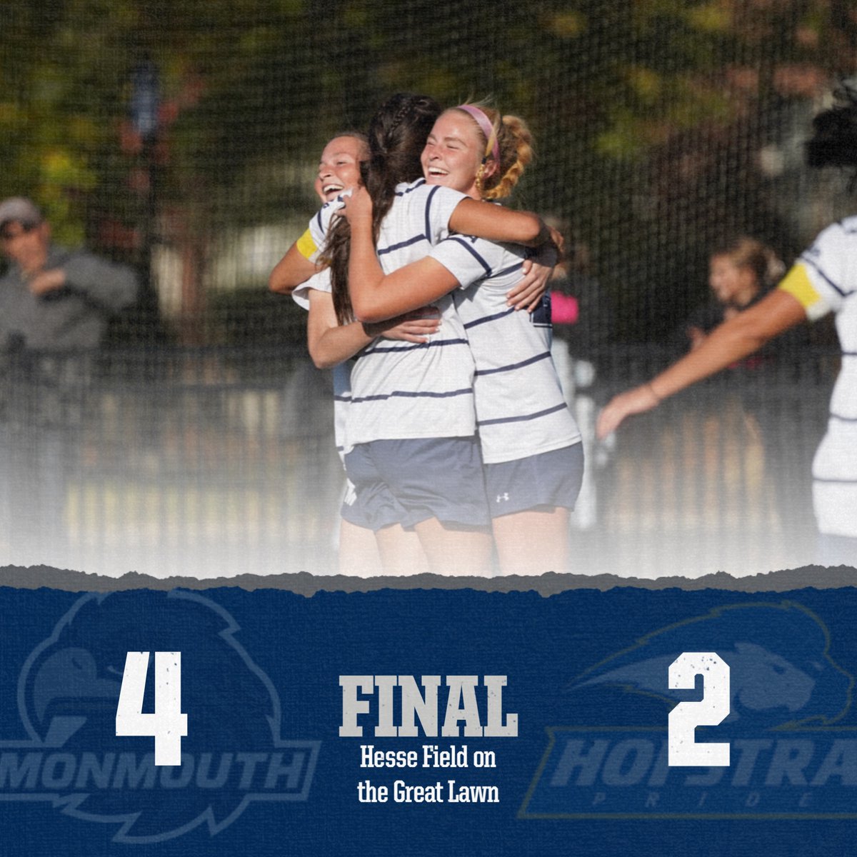 CHAMPIONSHIP GAME BOUND!

<a href="/MonmouthWSOC/">Monmouth Women's Soccer</a> beats Hofstra 4-2 and will host Stony Brook in next week's CAA Championship match.

#FlyHawks