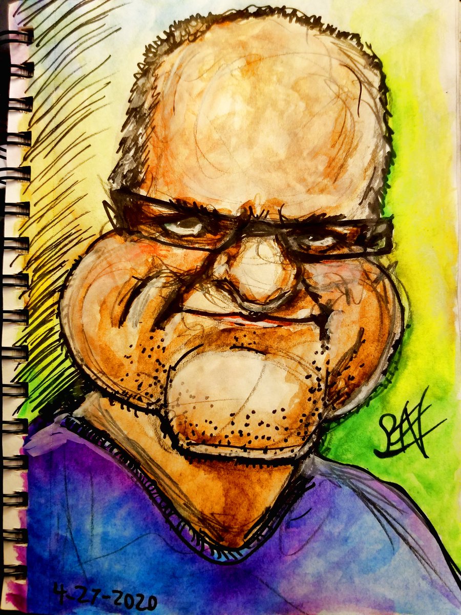 Later_AtBobs's tweet image. Caricature in marker+watercolor 5x8 #caricature #art