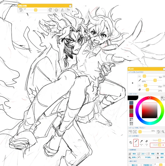 絵チャで無謀な構図で描こうとして完成が見えないオカモモ………………………
明日続きやります…… 