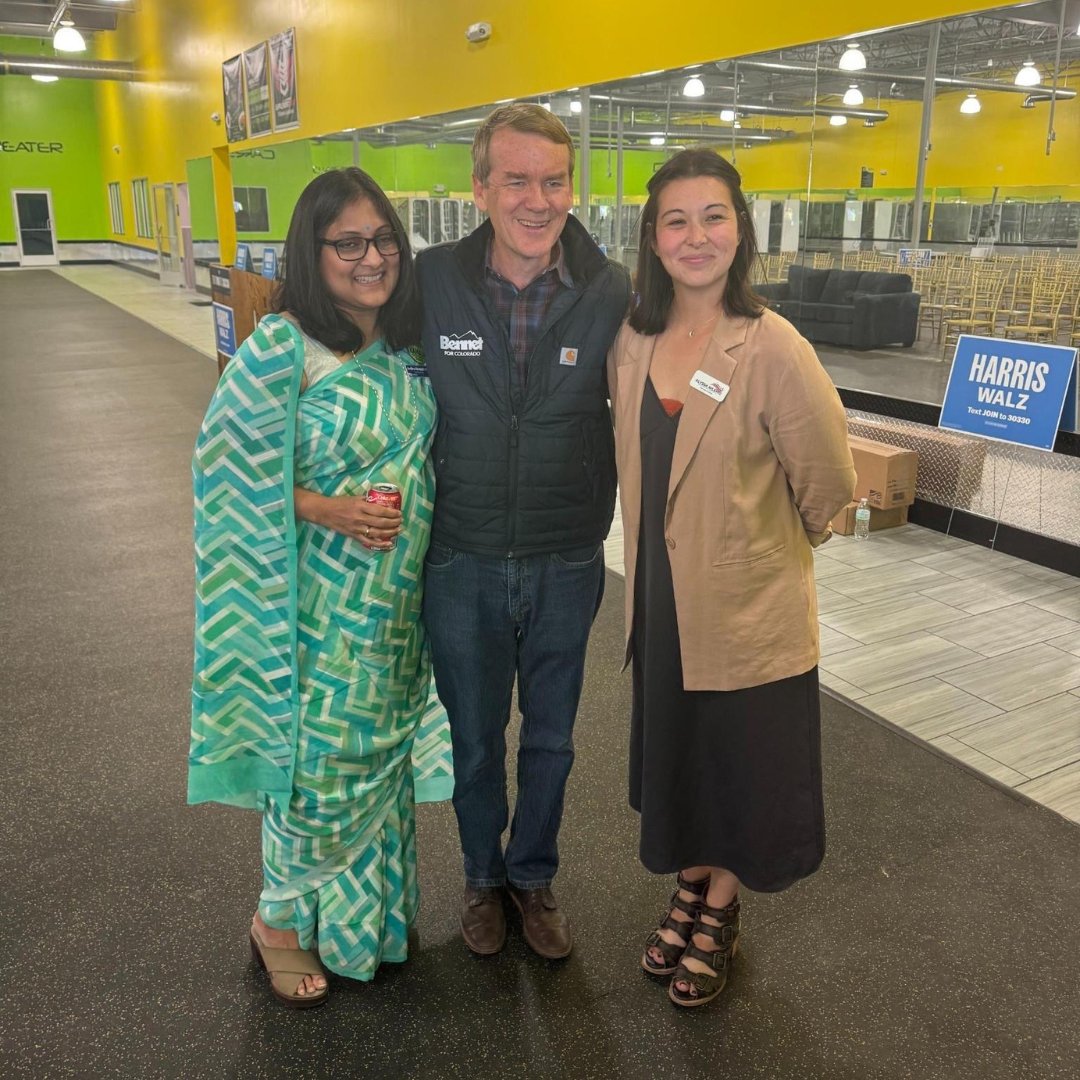 MichaelBennet's tweet photo. Incredible event in Adams County with Colorado’s AAPI community yesterday. These leaders — like Mayor JD Mangat and @IndiraDuggirala — know that this is the most important election of our lives. Make a plan to elect @KamalaHarris! https://t.co/pUs5UUahnL