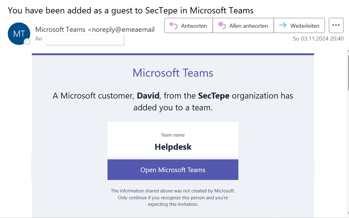 sectepe_de's tweet photo. How We Reported a Phishing Vulnerability to Microsoft in Teams! 🔍 In our latest blog post, we share how we uncovered a security flaw that attackers could exploit for phishing in Microsoft Teams—and how we reported it to Microsoft. @MSFTResearch @MicrosoftTeams https://t.co/z5zn6DLbd5