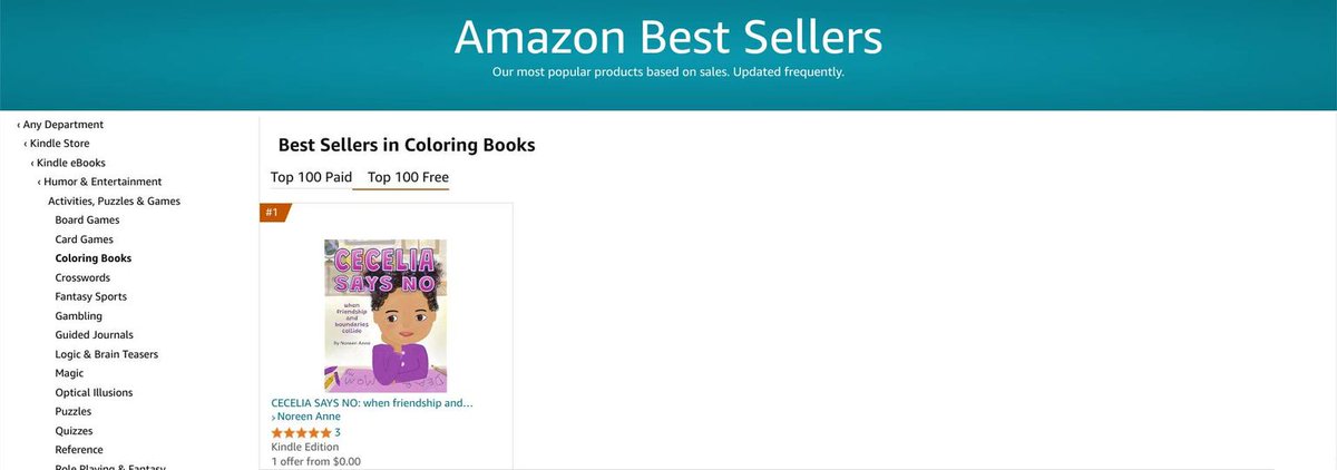 Congratulations to Noreen Anne with your book 'Cecelia Says No'
Number 1 on Amazon free! 🎉
Thank you for using our Book Promos! 
Here is the link if anyone is looking for a book promo:  cutt.ly/keDtpTxM