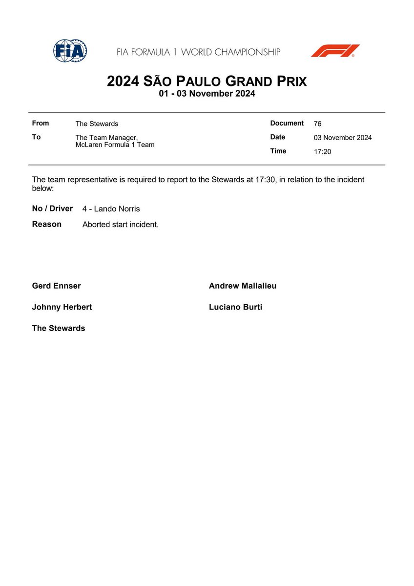 McLaren/Norris in the stewards room as we speak, more pain on the way? 😬 #BrazilianGP