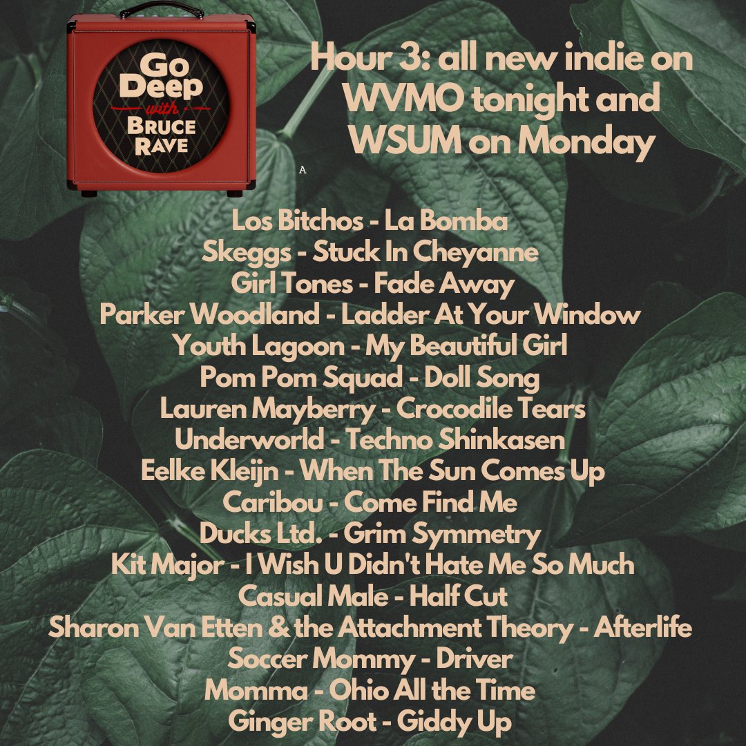 Here are the 48 uptempo indie jams from around the world that I'll be spinning tonight 9-midnight CT <a href="/WVMO987/">The Voice of Monona</a>. Then again Monday 5-8a CT <a href="/WSUM/">WSUM</a> FM. Both stations stream on their apps and on TuneIn.