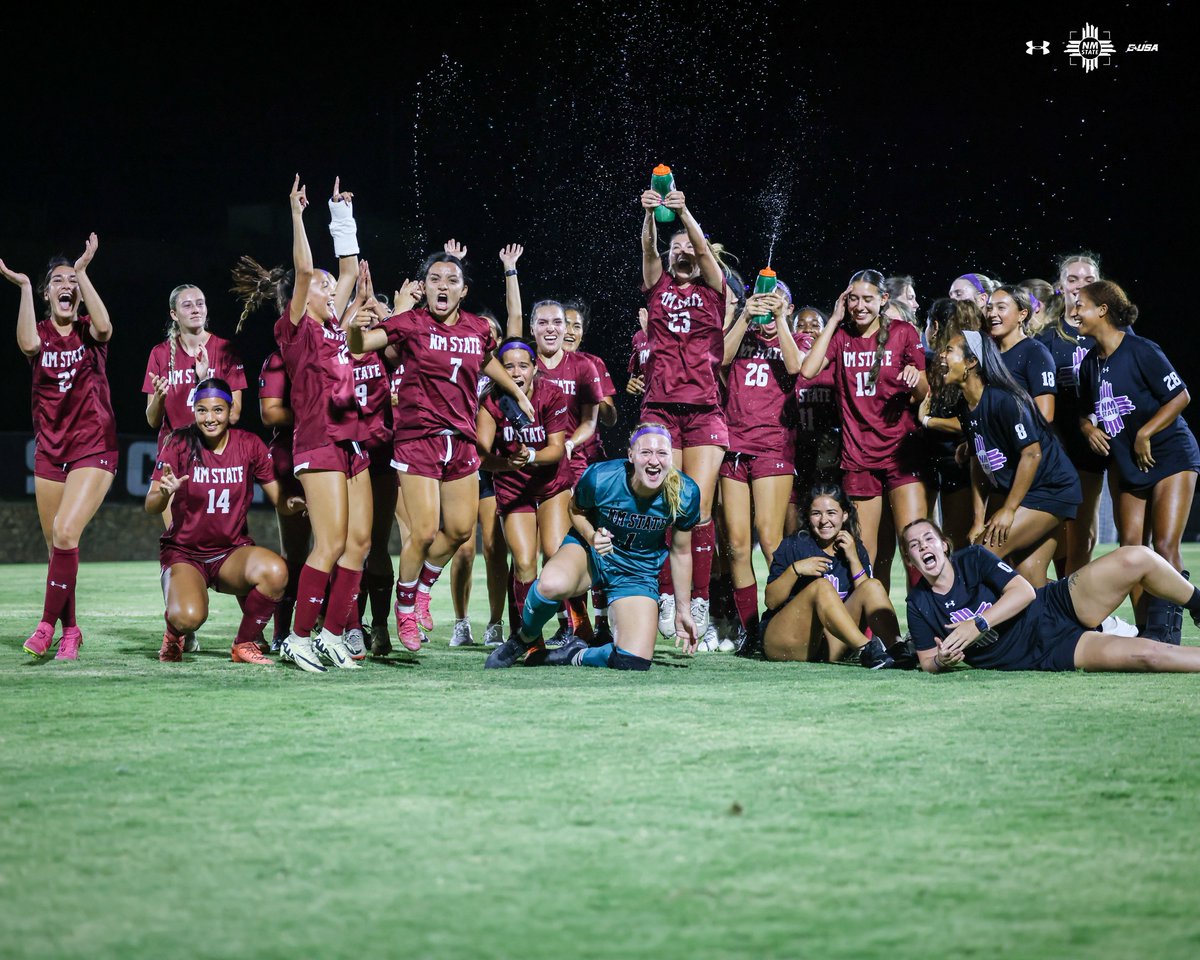 NM State Soccer (@nmstatewsoc) on Twitter photo Couldn't do it without you, Aggie nation 🫶
▫️ 7-1-2 (.800) home record in 2024
▫️ 4-0-1 (.900) in <a href="/ConferenceUSA/">Conference USA</a> home games
▫️ 17-3-7 (.759) home record since '22
▫️ 6-0-3 (.833) all-time in CUSA home games
#AggieUp Couldn't do it without you, Aggie nation 🫶
▫️ 7-1-2 (.800) home record in 2024
▫️ 4-0-1 (.900) in <a href="/ConferenceUSA/">Conference USA</a> home games
▫️ 17-3-7 (.759) home record since '22
▫️ 6-0-3 (.833) all-time in CUSA home games
#AggieUp