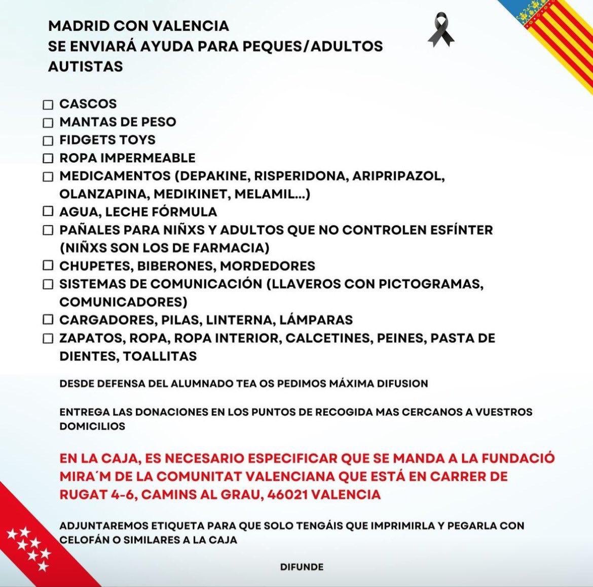Ayuda para autistas afectados por la puta DANA. Perdón 🫢, por la #DANA.