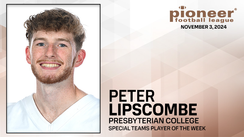 Pioneer Football (@pflnews) on Twitter photo Pioneer Football League Special Teams Player of the Week!
<a href="/BlueHoseFB/">PC Football</a> kicker Peter Lipscombe became the 11th FCS kicker with four or more field goals in a game. He had 14 of the Blue Hose's 28 points in a win against Dayton. Pioneer Football League Special Teams Player of the Week!
<a href="/BlueHoseFB/">PC Football</a> kicker Peter Lipscombe became the 11th FCS kicker with four or more field goals in a game. He had 14 of the Blue Hose's 28 points in a win against Dayton.