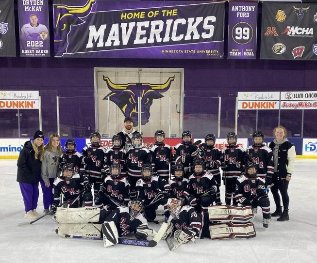 AndyHedlund's tweet photo. Great weekend watching the Mavs go to a shootout. Then having our own game with special guest coaches, Hailey and hometown favorite Bella!  All eyes on #8!!
@_bellashipley 
@MinnStWHockey @MinnStMHockey @OMGHA2k @MGgirlshockey @MGCrimsonHockey https://t.co/FiBcOqs4Hw