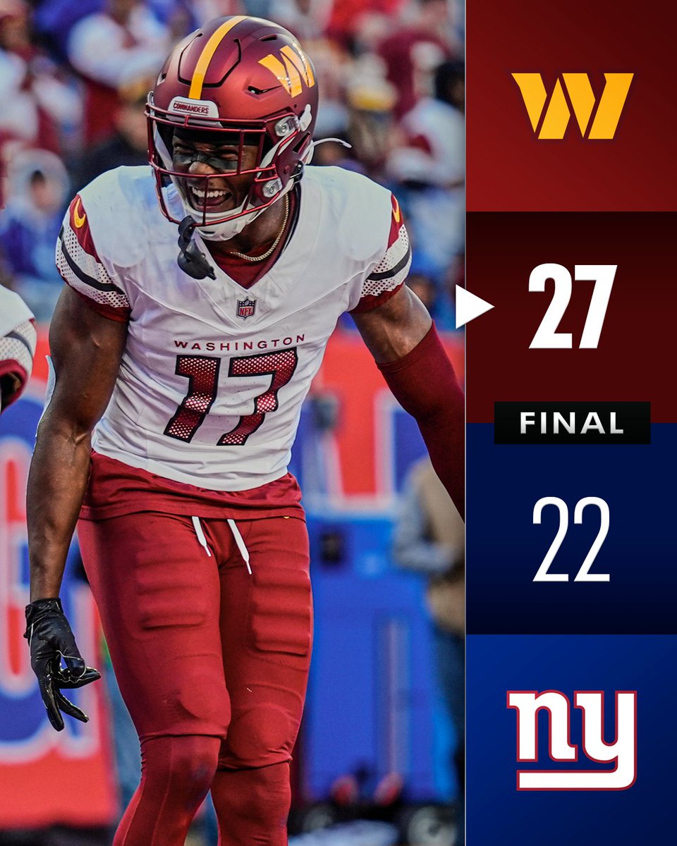 NFL's tweet image. FINAL: The @Commanders get a division road win to improve to 7-2!
