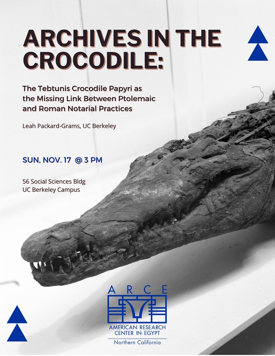 papyromaniac's tweet photo. crocodile mummies and ancient scribes.... 11/17 at 3pm in the basement of the Social Sci bldg! #tebtunis #papyrology #papyrus https://t.co/oiGO0Ev159