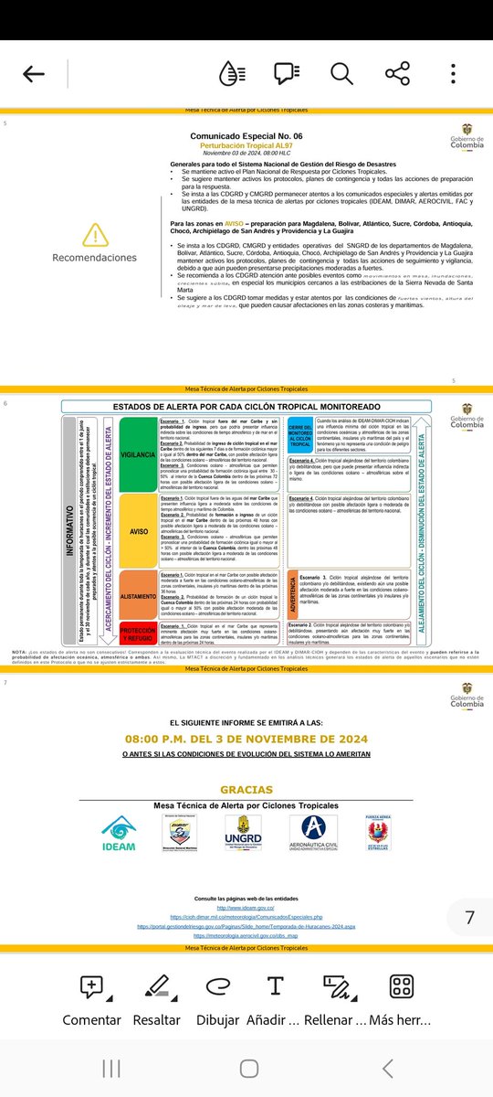 antaroto's tweet photo. @HenriquezMax Buenas tardes Max. Me permito compartirte el comunicado #6 de la Mesa Técnica de Alerta por Ciclones conformada por @IDEAMColombia @Dimarcolombia @UNGRD @AerocivilCol y @FuerzaAereaCol https://t.co/dztN72goqe