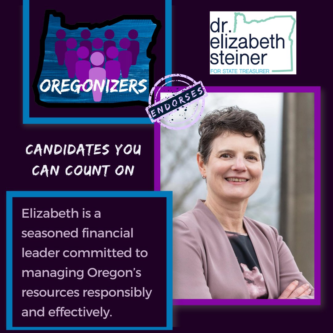 Oregonizers's tweet image. Elizabeth Steiner for Treasurer! Elizabeth is a seasoned financial leader committed to managing Oregon’s resources responsibly and effectively. 💼 #OregonVotes #Treasurer