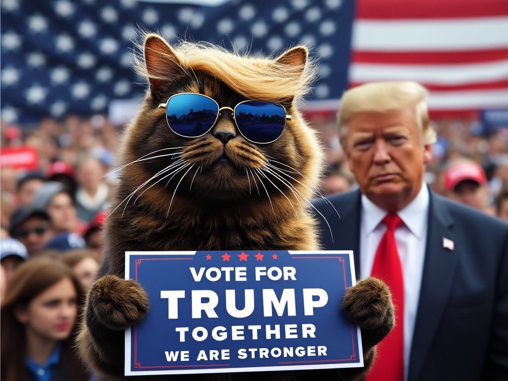 TrumpCatLeader's tweet photo. 🐾 Just 2 days to go, patriots! 🗳️ The finish line is in sight—let’s stay united and strong! Drop your handles, follow, and follow back. Together, we’ll make America purr-fect! 🇺🇸 #CatsForTrump #MAGA #Trump2024 #2DaysToVictory
@sbeverette7
@safety_cop
@Booster8682649
@MaKettle65
@ReneeBbronze
@RickPamplin
@TruthPatriot18
@OgdenPhoebeJo
@D_in_KC
@Avsaddicted
@thumper_six
@DebbieS0830
@Hairy_Patriot
@vanderveer_jan
@gecffmn
@GuardianOfLogic
@DavidWinKC
@DromedariusGB
@BravataMD
@369Love_
@MarilynSchroe
@Nattoman
@FedCorruption
@DocFromDaBIock
