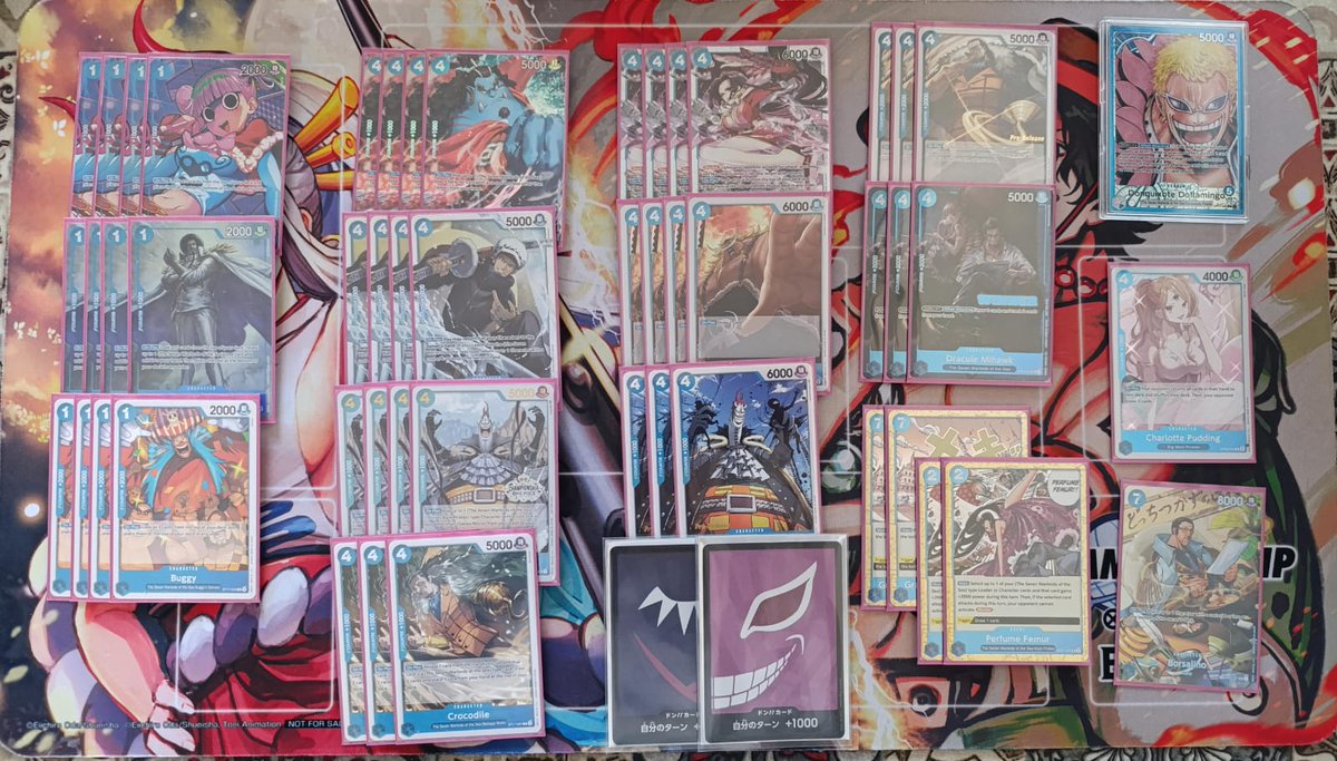 Placed 4th out of 33 players with Blue Doflamingo

Mu:
Bonney❌
Enel⭕️
Marco⭕️ (<a href="/MagisTCG/">Alberto William Iannello</a> 💙)
Lucci⭕️
Blue Doffy⭕️
Black Lucci st14⭕️

Still many doubts about the list and I played poorly but the deck seems to be consistent enough to carry me

#onepiecetopdecks #onepiececardgame