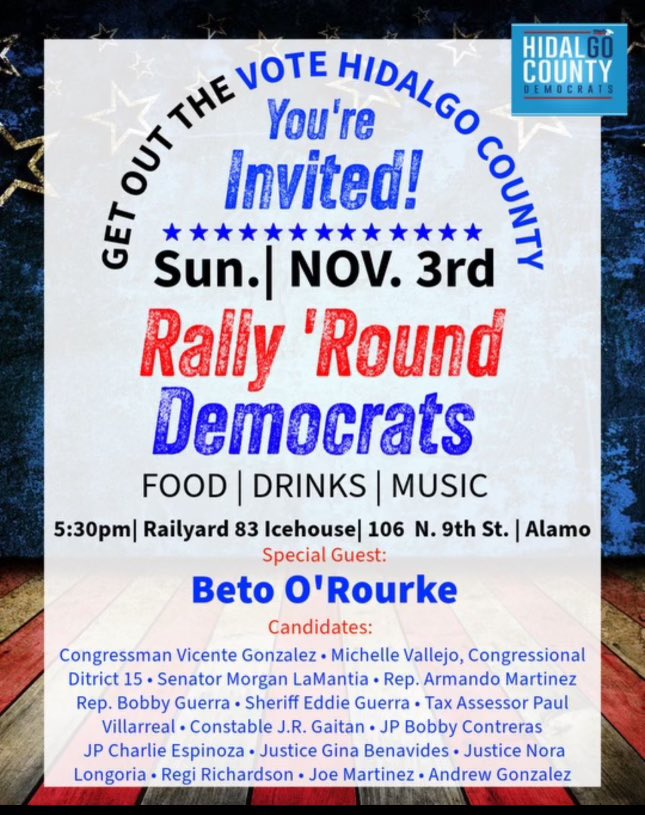 Michelle Vallejo (@michellevfortx) on Twitter photo Join me, <a href="/BetoORourke/">Beto O'Rourke</a>, and fired up Hidalgo county Democrats for an event TONIGHT in Alamo, Texas!
Together, we will win in November. Join me, <a href="/BetoORourke/">Beto O'Rourke</a>, and fired up Hidalgo county Democrats for an event TONIGHT in Alamo, Texas!
Together, we will win in November.