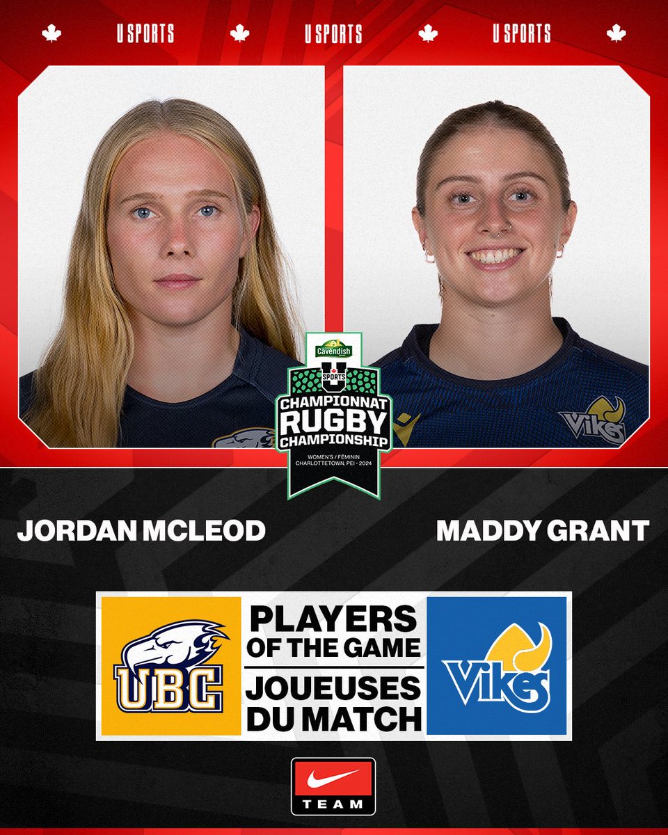 Congratulations to our Nike Team Players of the Game, 🌟 Jordan McLoed of .<a href="/ubctbirds/">UBC Thunderbirds</a> and Maddy Grant of .<a href="/uvicvikes/">UVic Vikes</a> ! 🏆

Félicitations à nos Joueuses du match Nike, 🌟 soit Jordan McLoed of .<a href="/ubctbirds/">UBC Thunderbirds</a> and Maddy Grant of .<a href="/uvicvikes/">UVic Vikes</a> ! 🏆 

#ChaseTheGlory | #ViserHaut