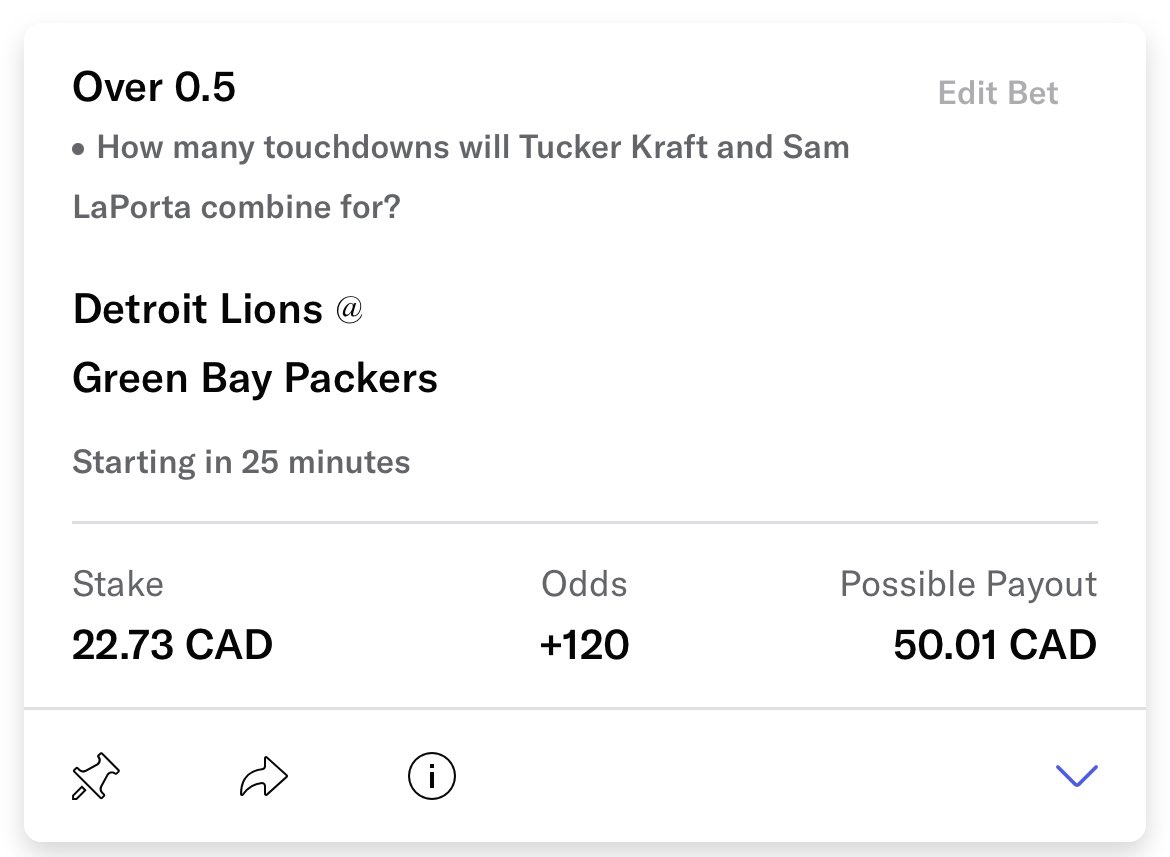 KtownLocks's tweet photo. In the green early✅✅ Moving to the 4 o’clocks, think we’ve found a snipe. Tucker Kraft AND Sam Laporta over 0.5 ATTD. +120 lock it in. You already know we’re already in the lab for SNF, also make sure to turn on notifications incase we drop any live bets https://t.co/BvM0LmWrPR