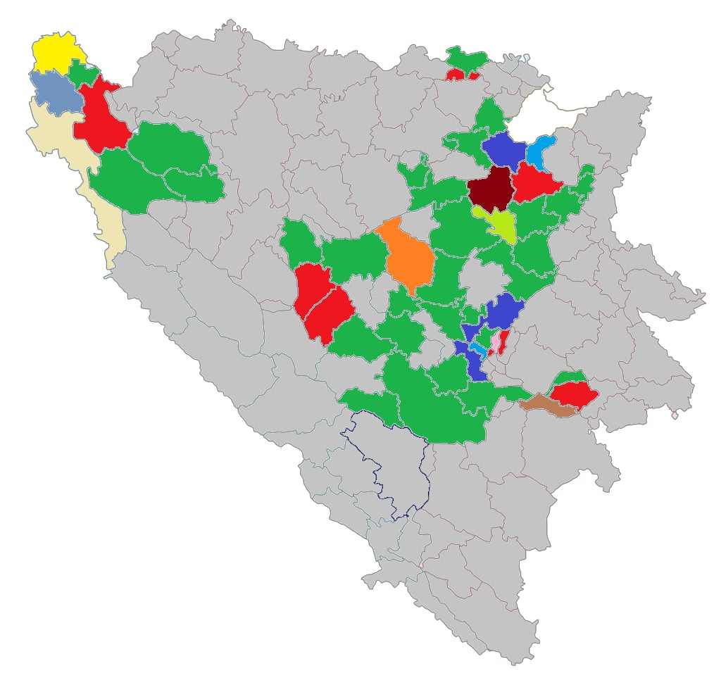 Probosanske stranke bi trebale imati (grado)načelnike na oko 32,5% teritorije Bosne i Hercegovine.