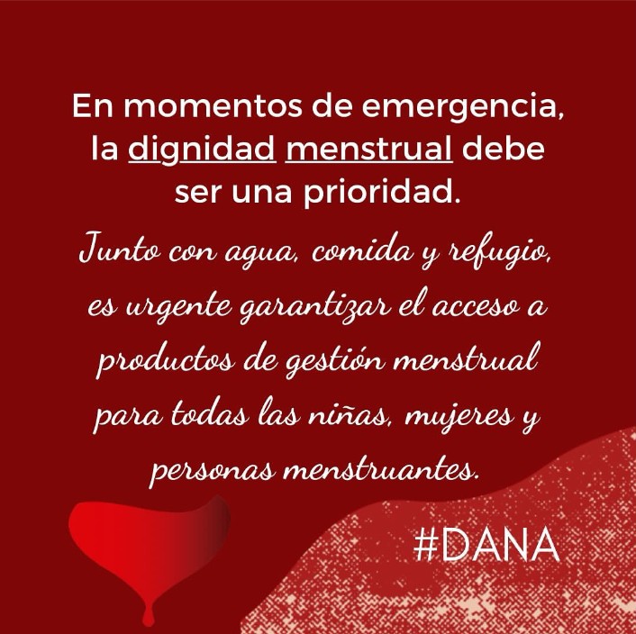 🔴 En situaciones de emergencia como la que existe en España tras el paso de la #Dana por la Comunidad Valenciana y Castilla-La Mancha es vital que se garantice la #dignidadmenstrual 🩸de todas las afectadas.