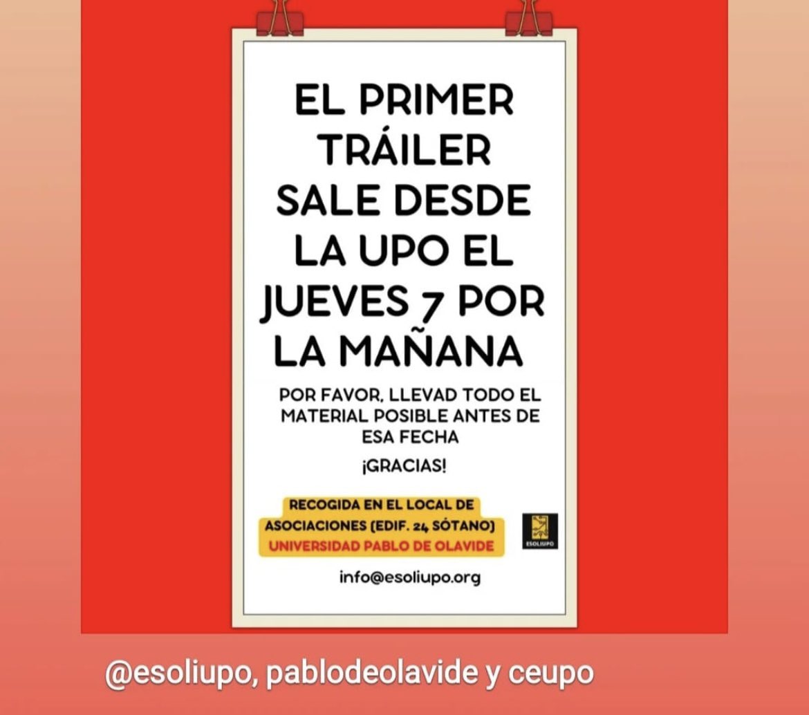 ordendeltiempo's tweet photo. Amigos de Sevilla, Dos Hermanas, Utrera, Alcalá de Guadíra y alrededor. A partir de mañana la Universidad Pablo de Olavidad será punto de recogida de alimentos y demás útiles para Valencia.

#Dana #Valencia @pablodeolavide https://t.co/0cq1RKy19V