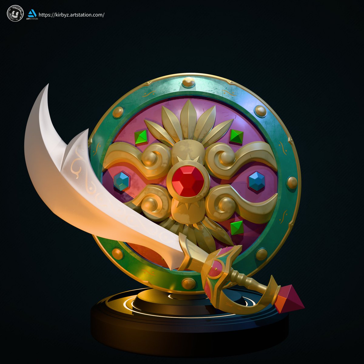 Ink_Kid117's tweet photo. https://t.co/3njWynhLW7 
#digital3d #props #fanart #blender #shield #sword #zelda #nintendo #breathofthewild #urbosa #artshare #3d #blendercommunity #3dmodeling #3dart https://t.co/cC2aAqXIMN