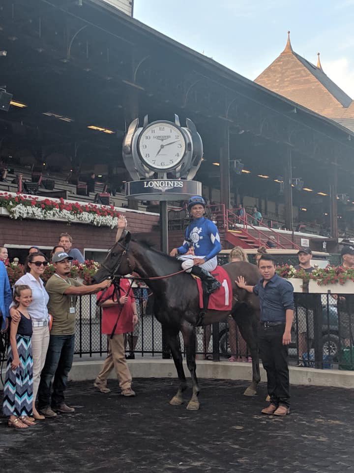 BlueLionRacing's tweet photo. 5 years ago on a Sunday At Saratoga, in partnership with @DavidIngordo , @reredevaux got us our first win (and her first in NY).  You would have thought we won the @BreedersCup   Yesterday, She did. Congrats Cherie! The first of many! https://t.co/eucyoUWloG