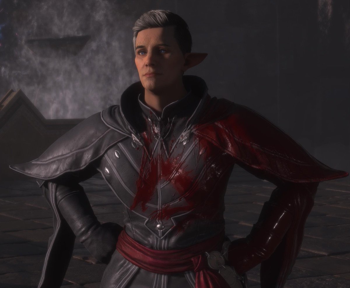 trysma's tweet photo. Here is my Rook! A somewhat sarcastic Elf Rogue. And I will always be a sucker for a Grey Warden backstory. "In war, victory. In peace, vigilance. In death, sacrifice." #DragonAgeTheVeilguard https://t.co/wpEz8ig6wX
