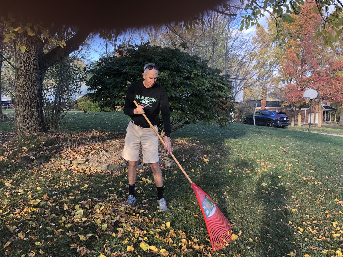 what do you do the day after winning the state cross country championship? Rake leaves of course!