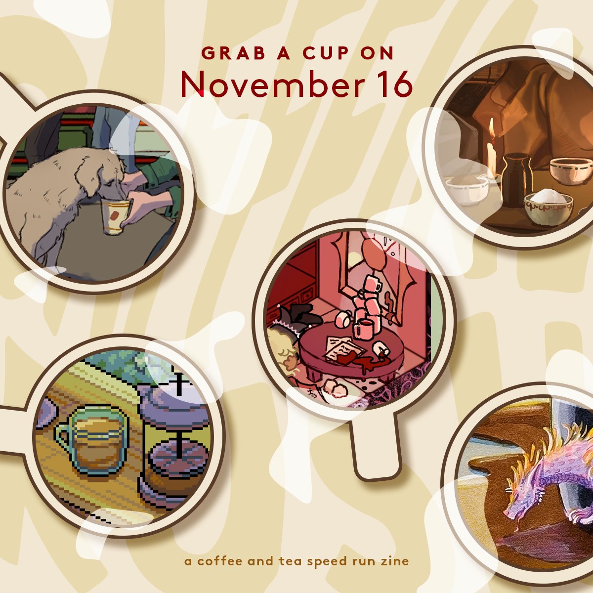 bycmykae's tweet photo. ☕️ Happy National Cappuccino Day 

Come back on November 16 with a fresh brew to enjoy the release of Caffeine Rush—a tea &amp; coffee themed speedrun zine. 

📸 : @nordenhelm | @dinchenix | https://t.co/9XcdeFE7WD | @transrealism | https://t.co/nNDt3I5e3O https://t.co/DAQlmL0xpc